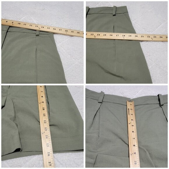 Trina Turk Womens Sage Green Pleated‎ High Waisted Shorts Slash Pockets Size 6 - Picture 7 of 9